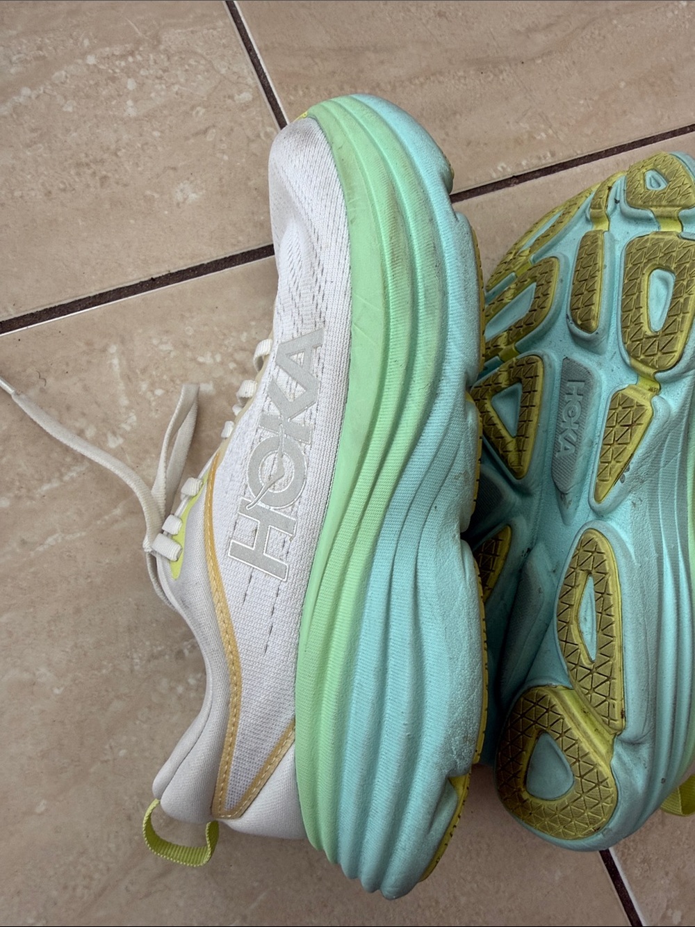Hoka One One Bondi 8 Blanc De Blanc Sunlit Ocean Women's Running Shoe White Sz 8 - Picture 11 of 12